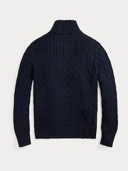 Polo Ralph Lauren Blue Logo Cable Knit Quarter Zip Jumper - Image 5 of 5