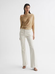 Reiss Gold Louisa Asymmetric Drape Knitted Top - Image 3 of 5