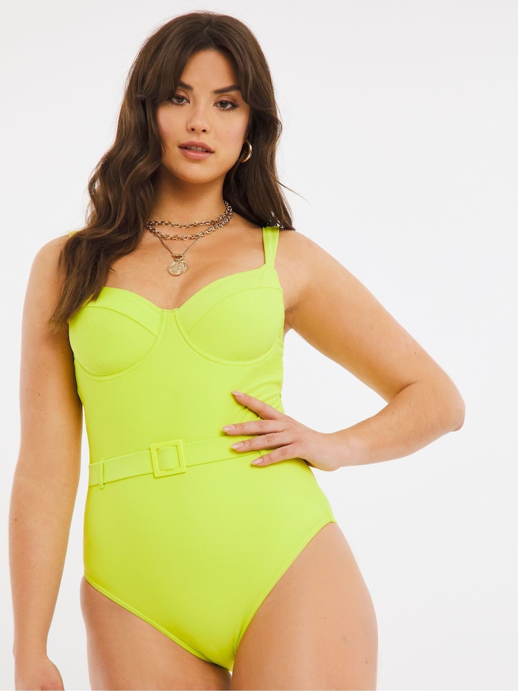 Figleaves Rene Green Underwired Non-Pad Tummy Control Swimsuit - Image 1 of 5