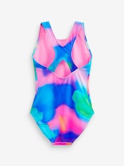 Blue/Pink Tie Dye Sports Swimsuit (3-16yrs) - Image 7 of 7