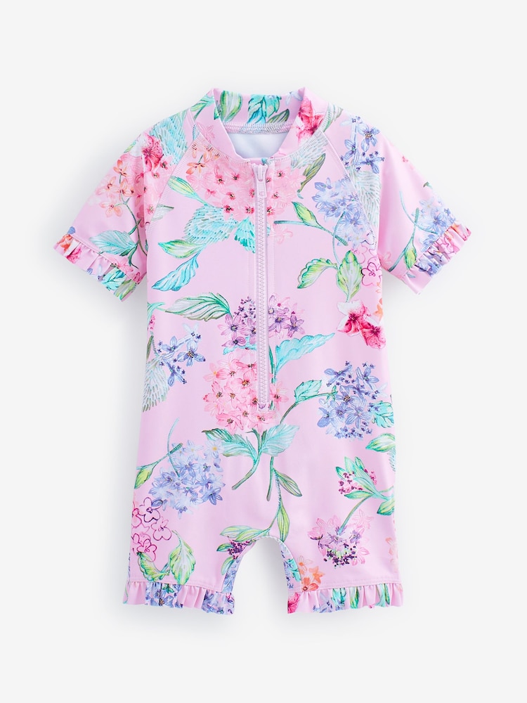 Pale Pink Floral Sunsafe Swim Suit (3mths-7yrs) - Image 1 of 1