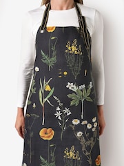 Kew Gardens Black Wild Bloom Floral 100% Cotton Apron - Image 1 of 3