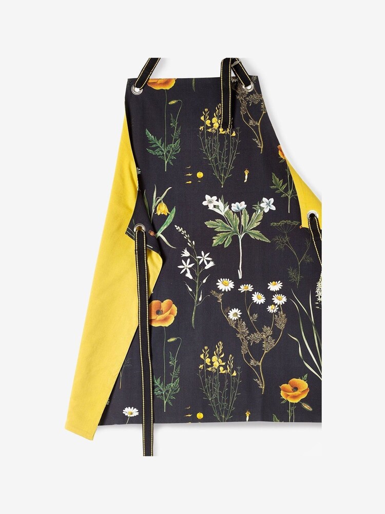 Kew Gardens Black Wild Bloom Floral 100% Cotton Apron - Image 2 of 3