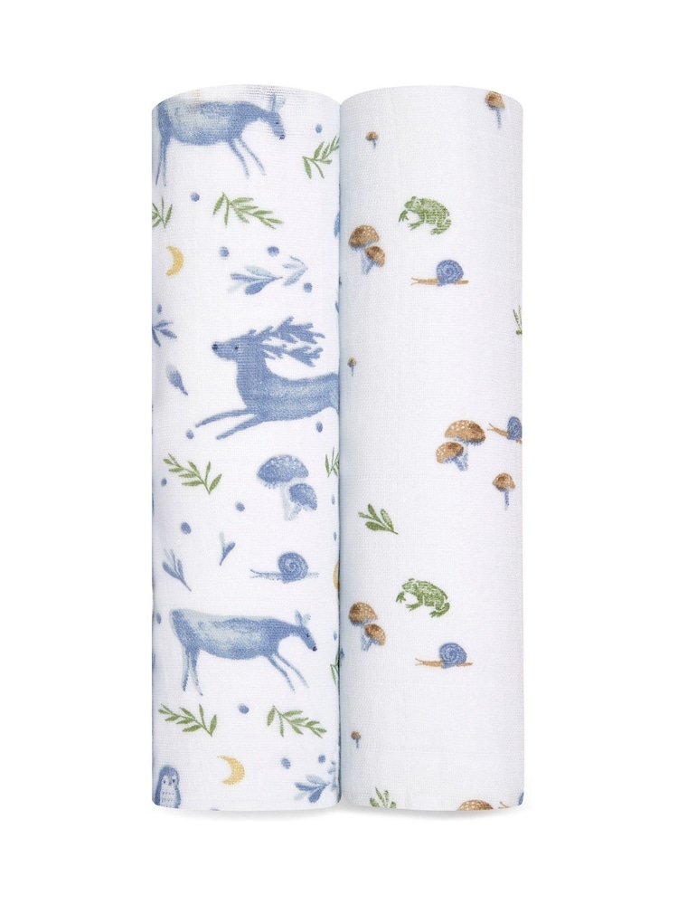 aden + anais Blue Organic Cotton Muslin Blankets 2 Pack - Image 1 of 7
