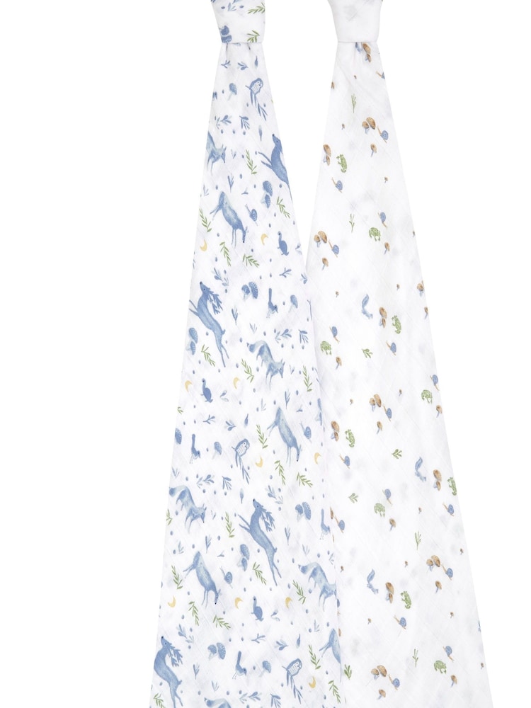 aden + anais Blue Organic Cotton Muslin Blankets 2 Pack - Image 2 of 7