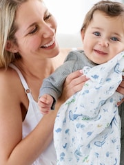 aden + anais Blue Organic Cotton Muslin Blankets 2 Pack - Image 5 of 7