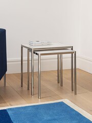 Jasper Conran London Brown Highbury Marble Nest of 2 Tables - Image 1 of 5