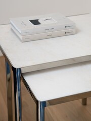 Jasper Conran London Brown Highbury Marble Nest of 2 Tables - Image 2 of 5