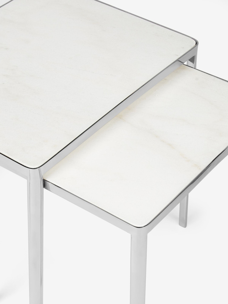 Jasper Conran London Brown Highbury Marble Nest of 2 Tables - Image 5 of 5