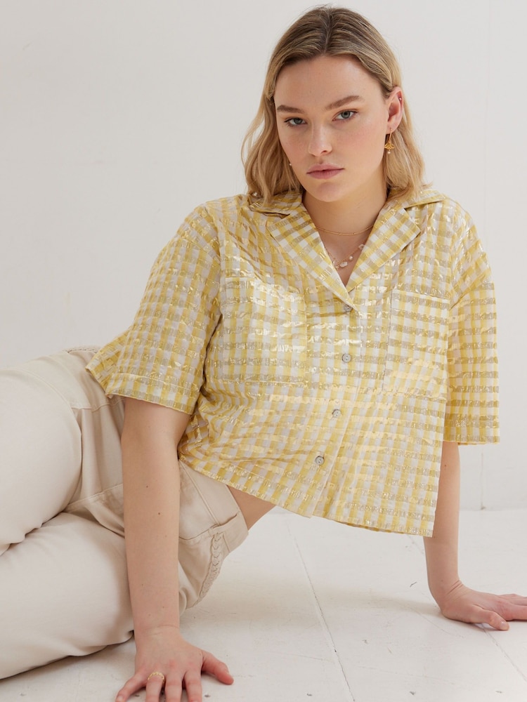 Oliver Bonas Yellow Striped Boxy Shirt - Image 1 of 7