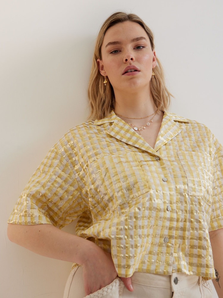 Oliver Bonas Yellow Striped Boxy Shirt - Image 2 of 7