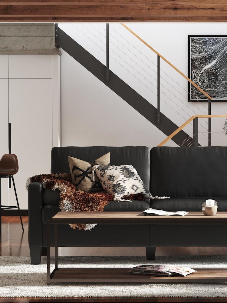Dorel Home Black Europe Rylie Faux Leather Sofa - Image 2 of 4
