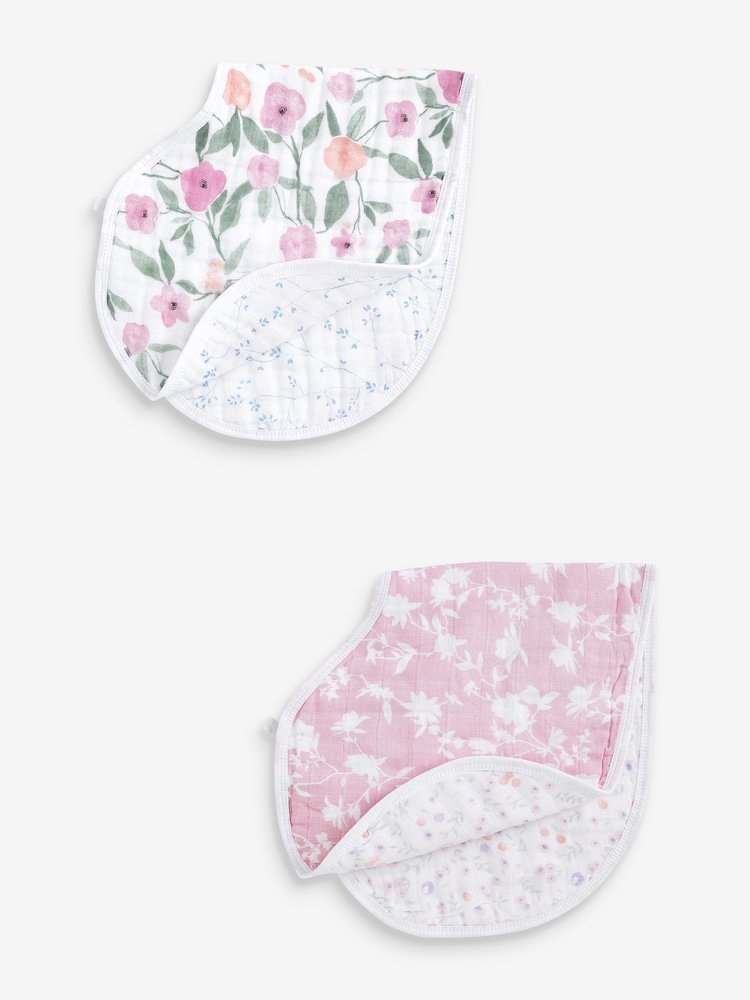aden + anais Natural 100% Cotton Muslin Ma Fleur Burpy Bibs 2 Pack - Image 1 of 5