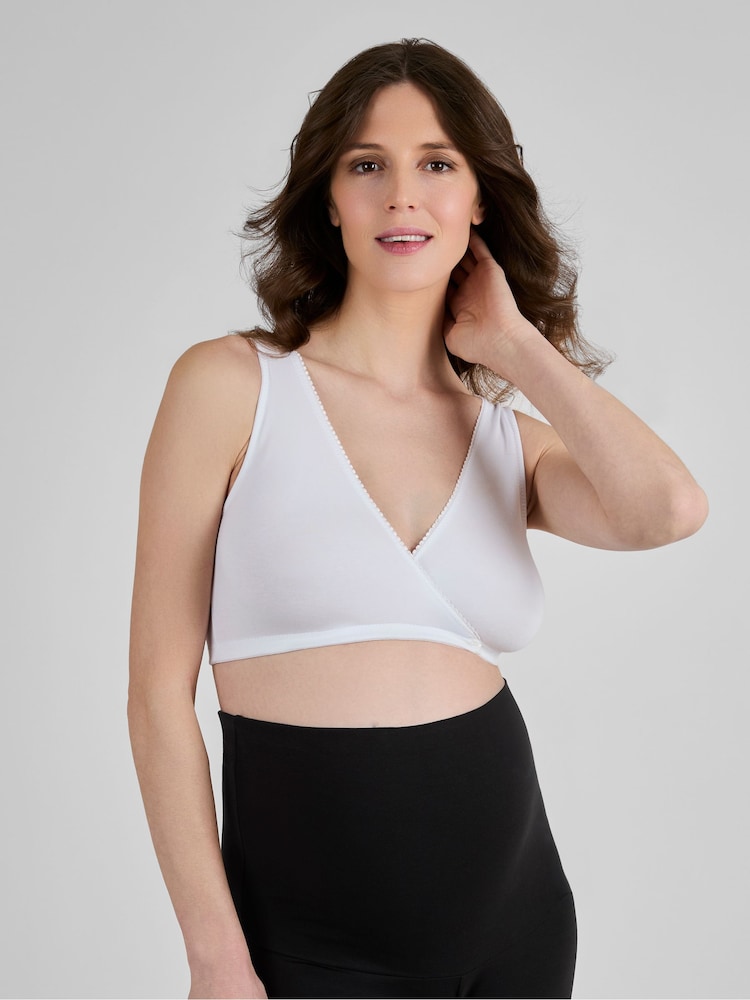 JoJo Maman Bébé White 2-Pack Maternity & Nursing Sleep Bras - Image 2 of 6
