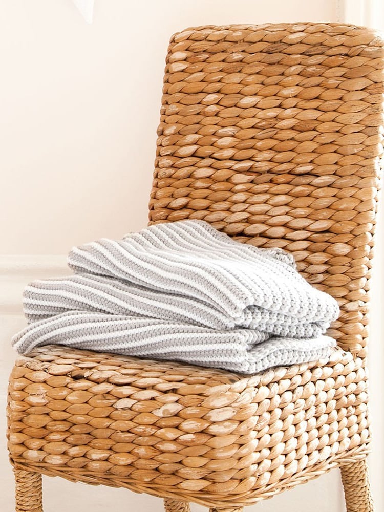 JoJo Maman Bébé Grey Knitted Stripe Blanket - Image 2 of 2