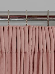 Pink Light Matte Velvet Pencil Pleat Blackout/Thermal Curtains - Image 7 of 8