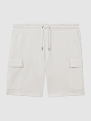 Reiss White Oliver Interlock Jersey Cargo Shorts - Image 2 of 4