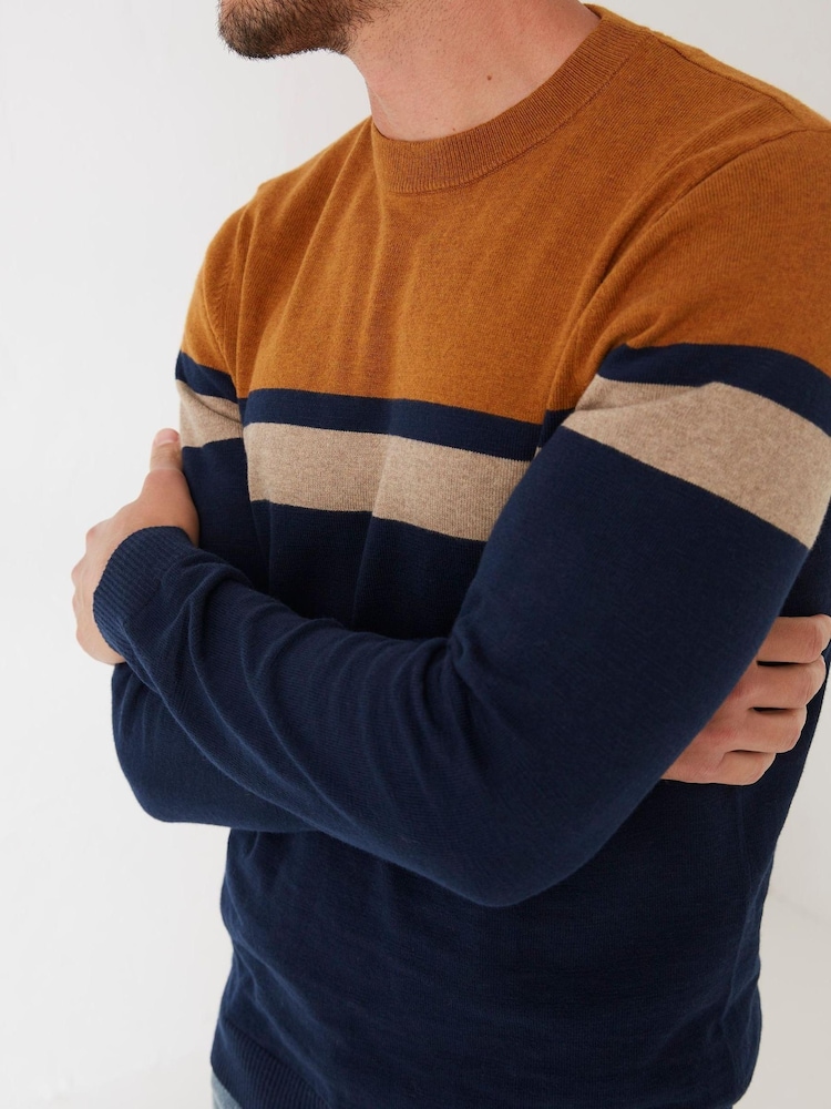 FatFace Blue Braunton Yoke Stripe Crew Jumper - Image 3 of 3 FatFace Blue Braunton Yoke Stripe Crew Jumper - Image 3 of 3