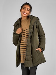 JoJo Maman Bébé Khaki Green 2-in-1 Maternity Puffer Jacket - Image 2 of 5