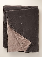 Truly Grey Reversible Velvet 100% Cotton Eiderdown - Image 1 of 3