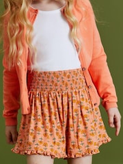 Coral Pink Floral Woodblock Print Super Soft Pretty Shorts (3-16yrs) - Image 1 of 6