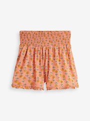 Coral Pink Floral Woodblock Print Super Soft Pretty Shorts (3-16yrs) - Image 5 of 6