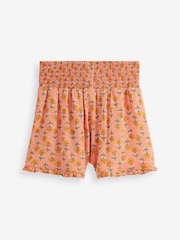 Coral Pink Floral Woodblock Print Super Soft Pretty Shorts (3-16yrs) - Image 6 of 6