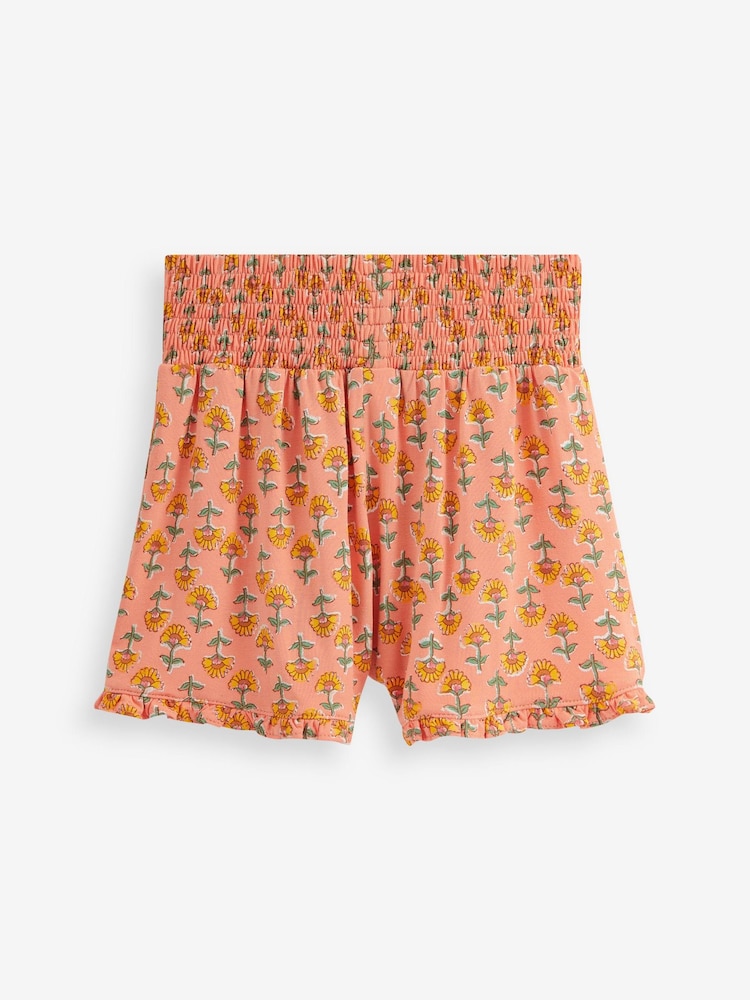 Coral Pink Floral Woodblock Print Super Soft Pretty Shorts (3-16yrs) - Image 6 of 6