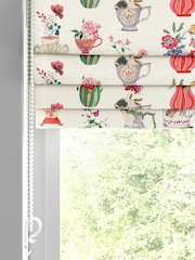 Cath Kidston Cream Cups And Vases Made To Measure Roman 100% Cotton Blinds - Image 2 of 6