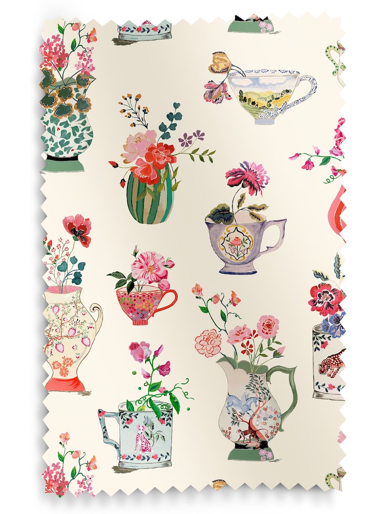 Cath Kidston Cream Cups And Vases Made To Measure Roman 100% Cotton Blinds - Image 6 of 6