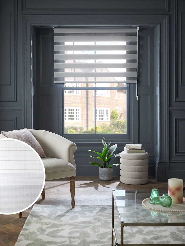 Grey Ready Made Woven Day And Night Zebra Roller Blinds - Image 1 of 8