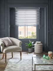 Grey Ready Made Woven Day And Night Zebra Roller Blinds - Image 3 of 8