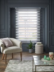 Grey Ready Made Woven Day And Night Zebra Roller Blinds - Image 4 of 8