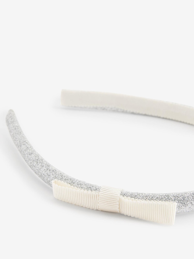 Cream Glitter Bow Aliceband - Image 2 of 2