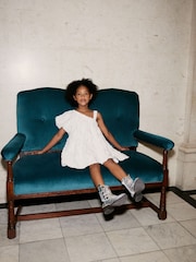 Ivory White Textured One Shoulder Dress (3-16yrs) - Image 3 of 8