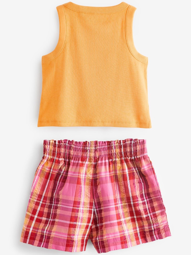 Pink/Orange Woven Short Pyjama Set (3-16yrs) - Image 5 of 5