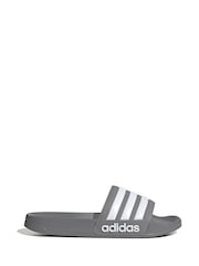 adidas Grey Sportswear Adilette Shower Sliders - Image 1 of 8