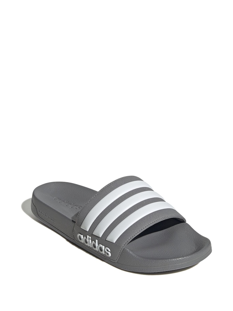 adidas Grey Sportswear Adilette Shower Sliders - Image 2 of 8
