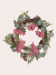 Laura Ashley Pink Flower LED Wreath - Image 2 of 2