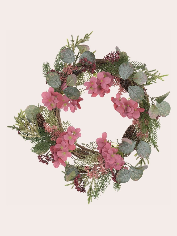 Laura Ashley Pink Flower LED Wreath - Image 2 of 2