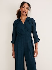 Phase Eight Blue Hattie Wrap Wide Leg Jumpsuit - Image 2 of 6
