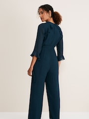 Phase Eight Blue Hattie Wrap Wide Leg Jumpsuit - Image 3 of 6