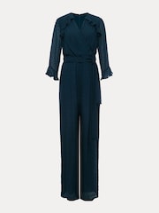 Phase Eight Blue Hattie Wrap Wide Leg Jumpsuit - Image 6 of 6