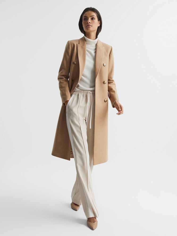 Reiss Neutral Darla Longline Double Breasted Formal Coat - Image 1 of 8