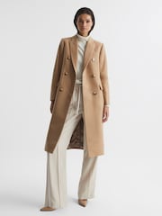 Reiss Neutral Darla Longline Double Breasted Formal Coat - Image 3 of 8