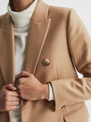 Reiss Neutral Darla Longline Double Breasted Formal Coat - Image 4 of 8