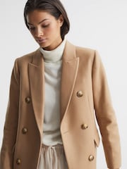 Reiss Neutral Darla Longline Double Breasted Formal Coat - Image 6 of 8