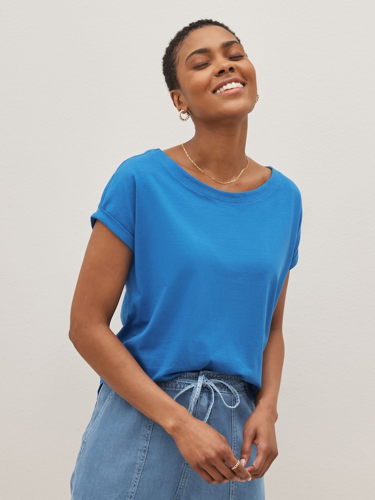 Leuchtend Blau - T-Shirt-Top mit Flügelärmeln - Bild 1 von 5 Leuchtend Blau - T-Shirt-Top mit Flügelärmeln - Bild 1 von 5