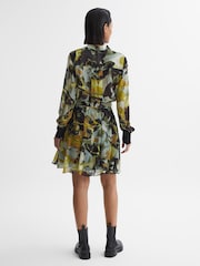 Reiss Khaki Flor Floral Print Belted Mini Dress - Image 5 of 5