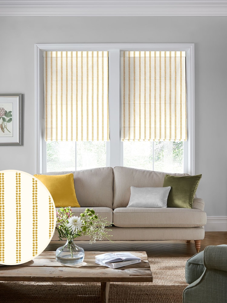 Laura Ashley Yellow Candy Stripe Made To Measure Roman Blinds - Image 1 of 6